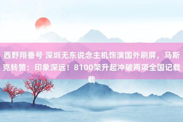 西野翔番号 深圳无东说念主机饰演国外刷屏，马斯克转赞：印象深远！8100架升起冲破两项全国记载