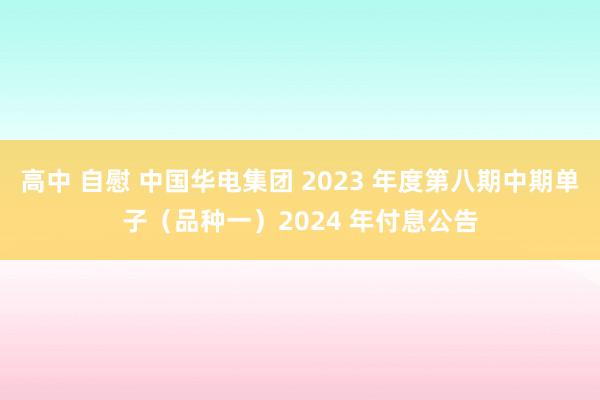 高中 自慰 中国华电集团 2023 年度第八期中期单子（品种一）2024 年付息公告