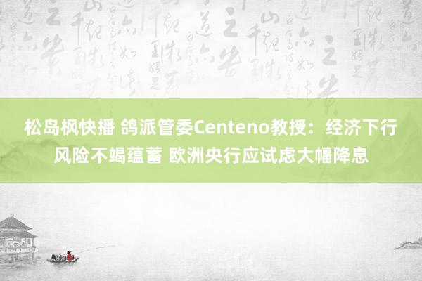 松岛枫快播 鸽派管委Centeno教授：经济下行风险不竭蕴蓄 欧洲央行应试虑大幅降息