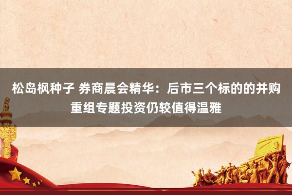 松岛枫种子 券商晨会精华：后市三个标的的并购重组专题投资仍较值得温雅