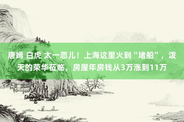 唐嫣 白虎 太一忽儿！上海这里火到“堵船”，泼天的荣华莅临，房屋年房钱从3万涨到11万