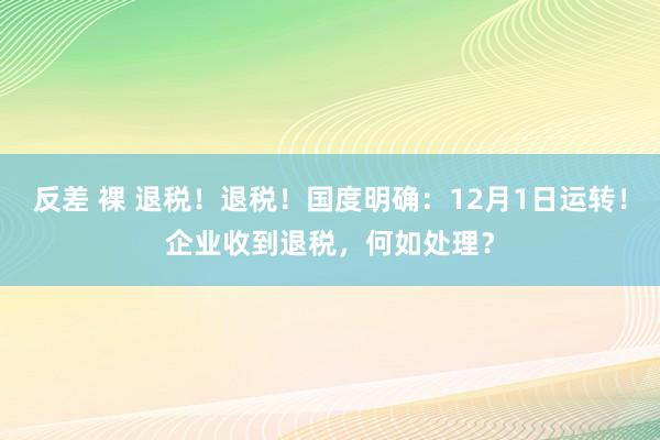 反差 裸 退税！退税！国度明确：12月1日运转！企业收到退税，何如处理？
