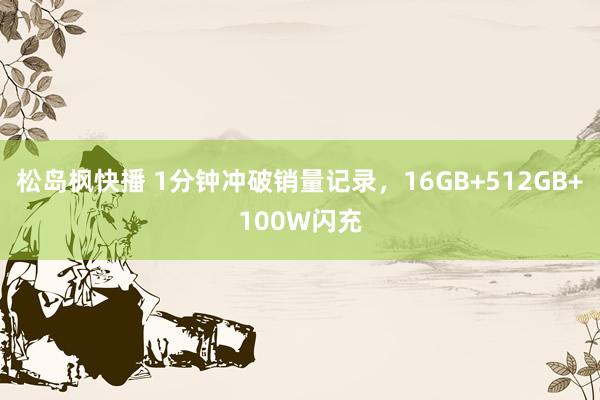 松岛枫快播 1分钟冲破销量记录，16GB+512GB+100W闪充