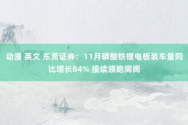 动漫 英文 东莞证券：11月磷酸铁锂电板装车量同比增长84% 接续领跑阛阓