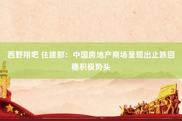 西野翔吧 住建部：中国房地产商场呈现出止跌回稳积极势头