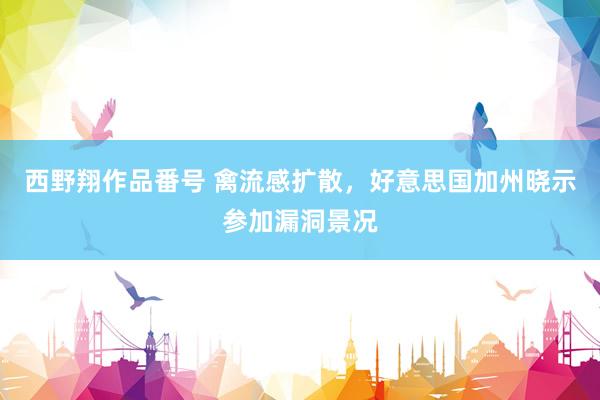 西野翔作品番号 禽流感扩散，好意思国加州晓示参加漏洞景况