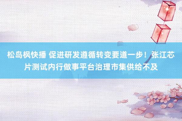 松岛枫快播 促进研发遵循转变要道一步！张江芯片测试内行做事平台治理市集供给不及