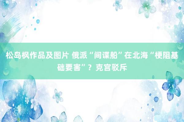 松岛枫作品及图片 俄派“间谍船”在北海“梗阻基础要害”？克宫驳斥