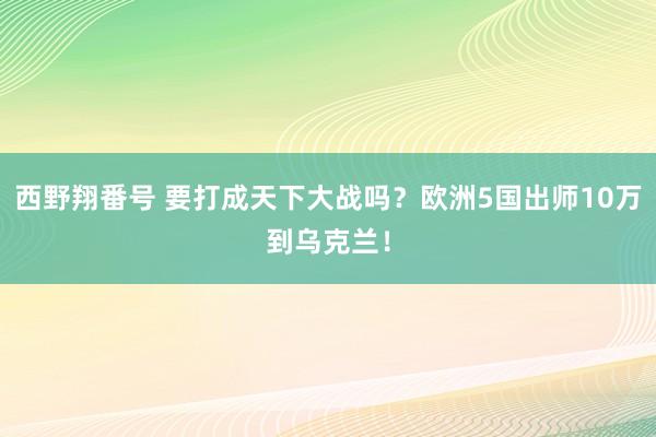 西野翔番号 要打成天下大战吗？欧洲5国出师10万到乌克兰！