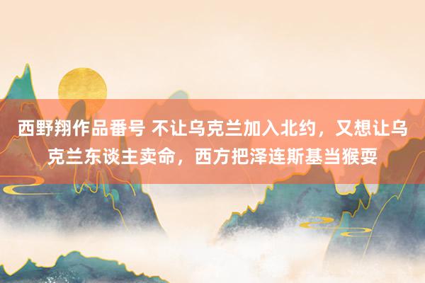 西野翔作品番号 不让乌克兰加入北约，又想让乌克兰东谈主卖命，西方把泽连斯基当猴耍