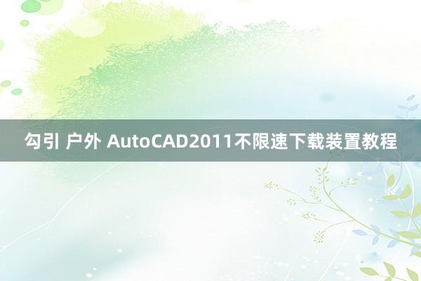 勾引 户外 AutoCAD2011不限速下载装置教程