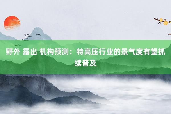 野外 露出 机构预测：特高压行业的景气度有望抓续普及