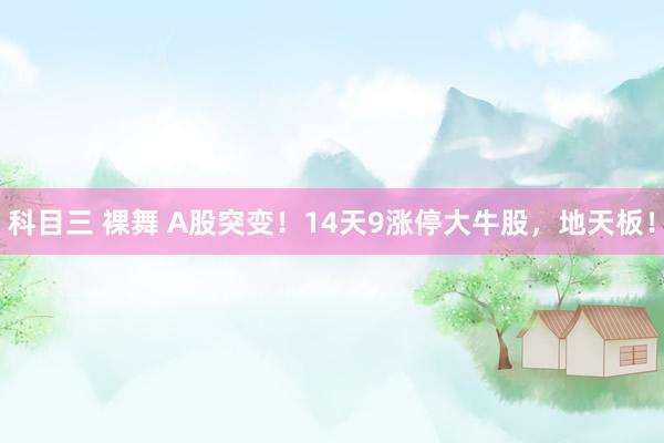 科目三 裸舞 A股突变！14天9涨停大牛股，地天板！