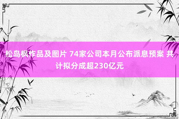 松岛枫作品及图片 74家公司本月公布派息预案 共计拟分成超230亿元