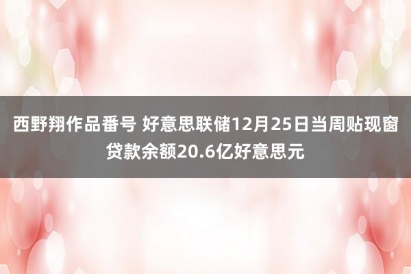 西野翔作品番号 好意思联储12月25日当周贴现窗贷款余额20.6亿好意思元