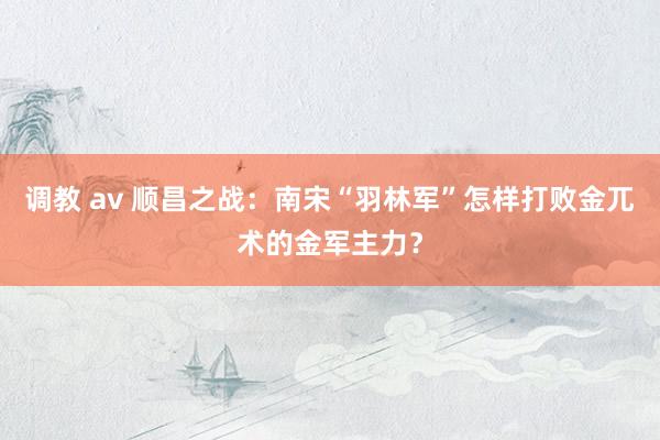 调教 av 顺昌之战：南宋“羽林军”怎样打败金兀术的金军主力？