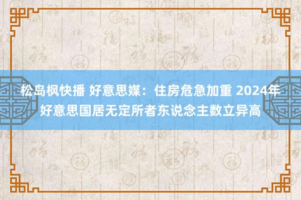 松岛枫快播 好意思媒：住房危急加重 2024年好意思国居无定所者东说念主数立异高