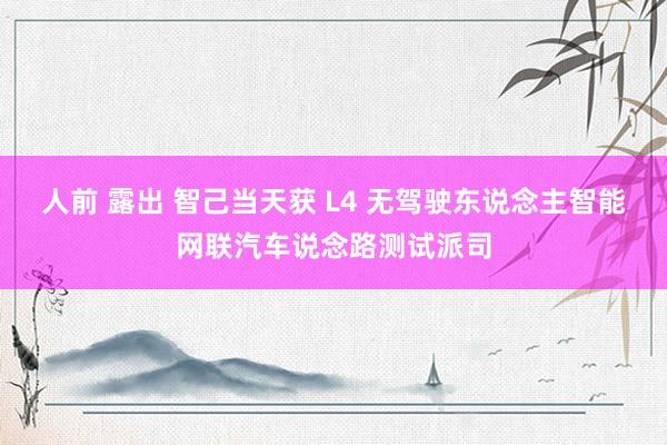 人前 露出 智己当天获 L4 无驾驶东说念主智能网联汽车说念路测试派司