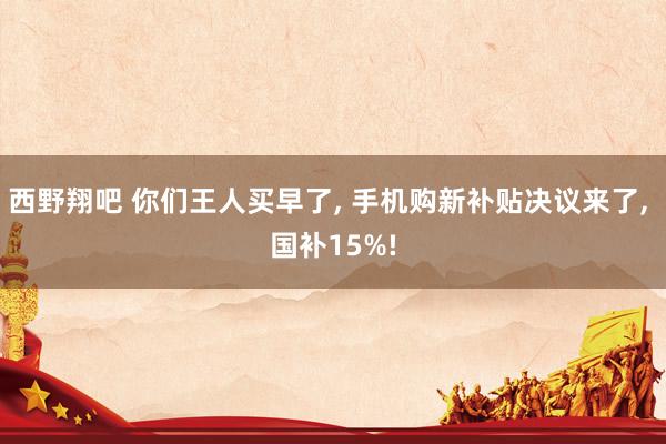 西野翔吧 你们王人买早了, 手机购新补贴决议来了, 国补15%!