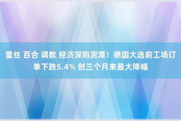 蕾丝 百合 调教 经济深陷泥潭！德国大选前工场订单下跌5.4% 创三个月来最大降幅