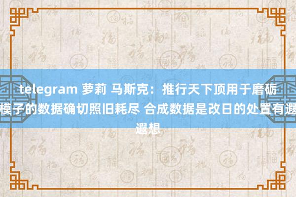 telegram 萝莉 马斯克：推行天下顶用于磨砺AI模子的数据确切照旧耗尽 合成数据是改日的处置有遐想