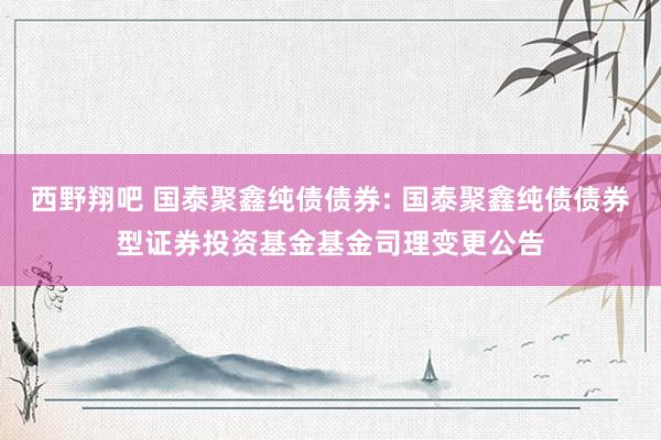 西野翔吧 国泰聚鑫纯债债券: 国泰聚鑫纯债债券型证券投资基金基金司理变更公告