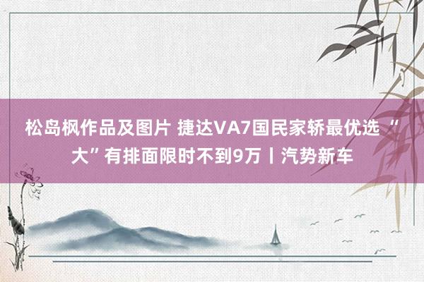 松岛枫作品及图片 捷达VA7国民家轿最优选 “大”有排面限时不到9万丨汽势新车