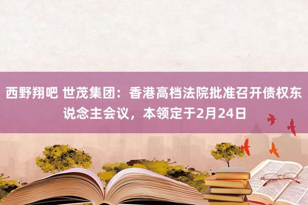 西野翔吧 世茂集团：香港高档法院批准召开债权东说念主会议，本领定于2月24日