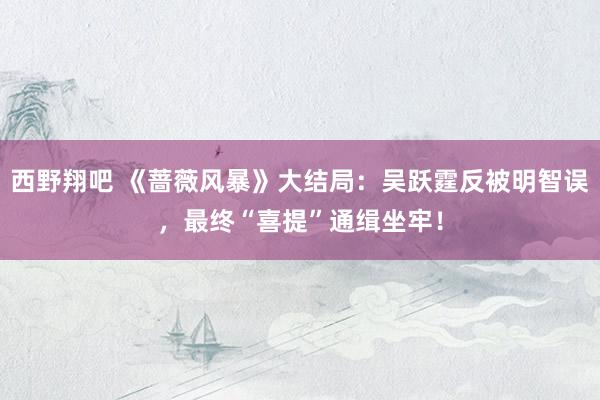西野翔吧 《蔷薇风暴》大结局：吴跃霆反被明智误，最终“喜提”通缉坐牢！