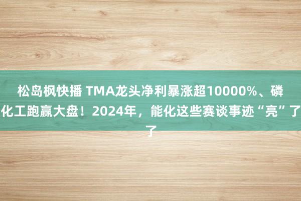 松岛枫快播 TMA龙头净利暴涨超10000%、磷化工跑赢大盘！2024年，能化这些赛谈事迹“亮”了