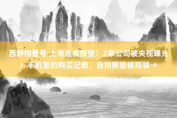 西野翔番号 上海连夜探望！2家公司被央视曝光！手机里的购买记载、自拍照皆被期骗→