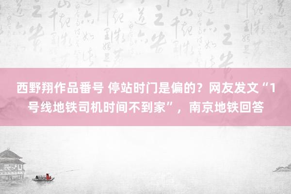 西野翔作品番号 停站时门是偏的？网友发文“1号线地铁司机时间不到家”，南京地铁回答