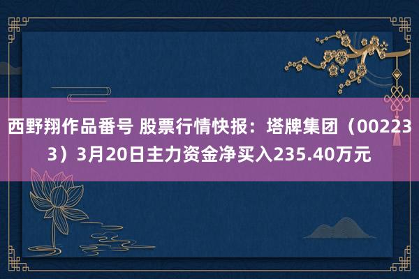 西野翔作品番号 股票行情快报：塔牌集团（002233）3月20日主力资金净买入235.40万元