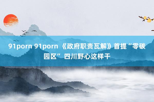 91porn 91porn 《政府职责瓦解》首提“零碳园区” 四川野心这样干