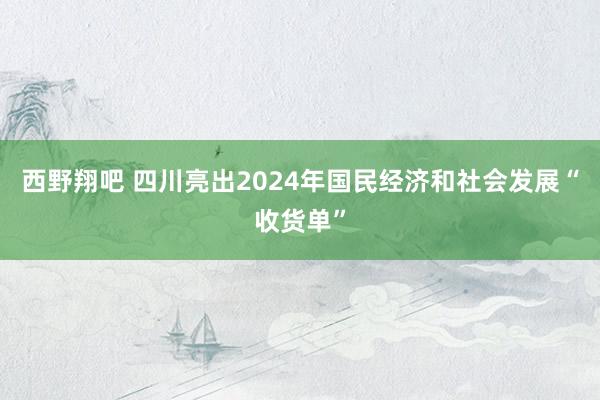 西野翔吧 四川亮出2024年国民经济和社会发展“收货单”