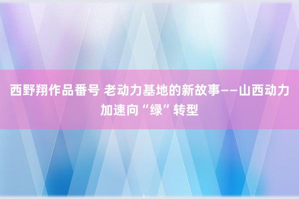 西野翔作品番号 老动力基地的新故事——山西动力加速向“绿”转型