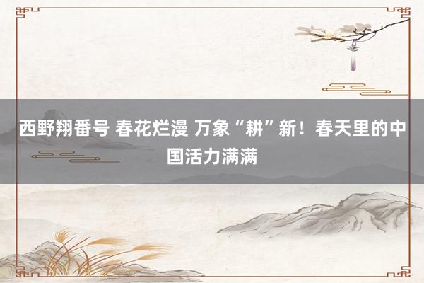 西野翔番号 春花烂漫 万象“耕”新！春天里的中国活力满满