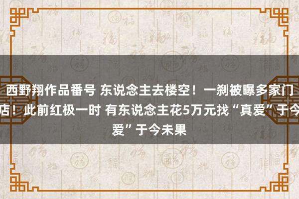 西野翔作品番号 东说念主去楼空！一刹被曝多家门店闭店！此前红极一时 有东说念主花5万元找“真爱”于今未果
