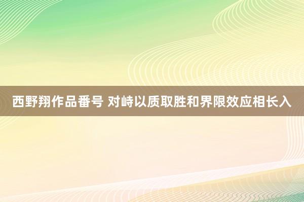 西野翔作品番号 对峙以质取胜和界限效应相长入