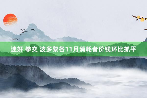 迷奸 拳交 波多黎各11月消耗者价钱环比抓平