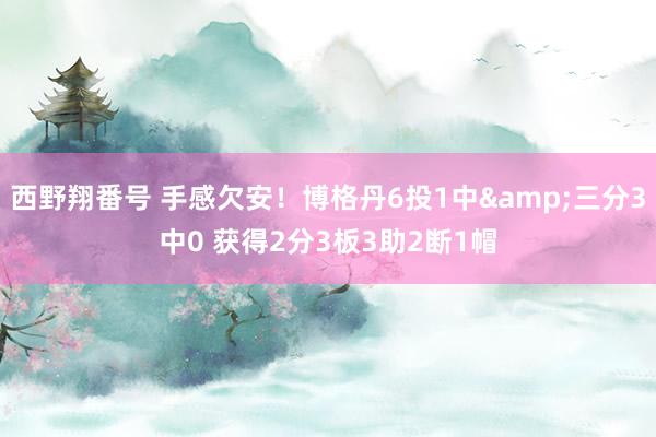 西野翔番号 手感欠安！博格丹6投1中&三分3中0 获得2分3板3助2断1帽