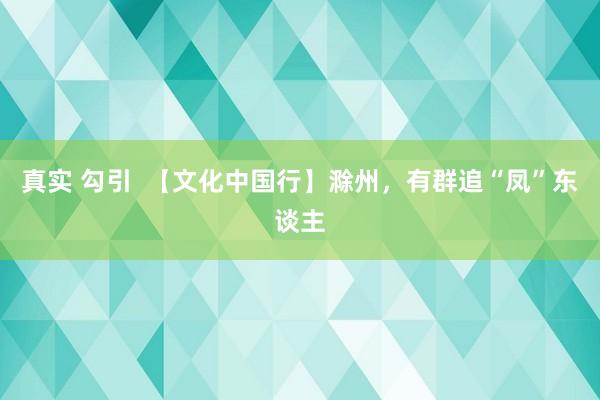 真实 勾引  【文化中国行】滁州，有群追“凤”东谈主