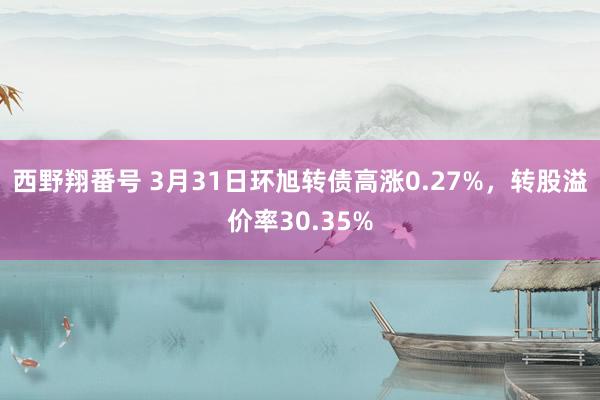 西野翔番号 3月31日环旭转债高涨0.27%，转股溢价率30.35%