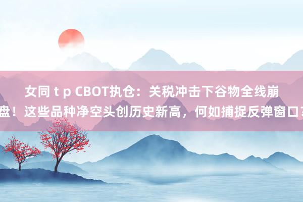 女同 t p CBOT执仓：关税冲击下谷物全线崩盘！这些品种净空头创历史新高，何如捕捉反弹窗口？