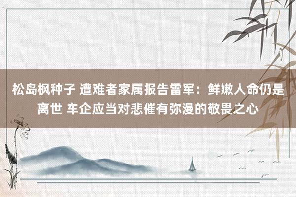 松岛枫种子 遭难者家属报告雷军：鲜嫩人命仍是离世 车企应当对悲催有弥漫的敬畏之心