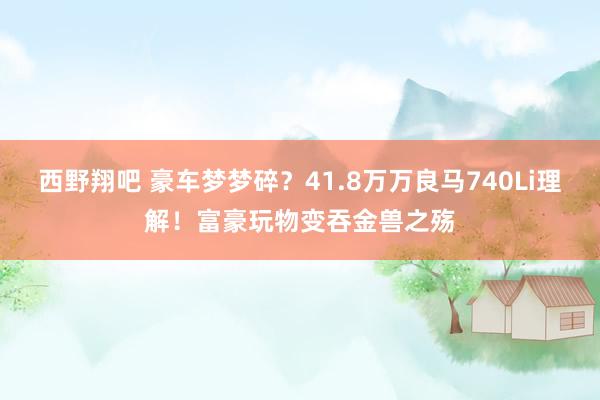 西野翔吧 豪车梦梦碎？41.8万万良马740Li理解！富豪玩物变吞金兽之殇