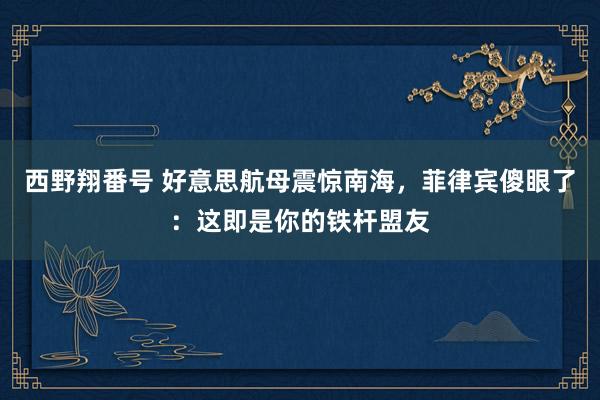 西野翔番号 好意思航母震惊南海，菲律宾傻眼了：这即是你的铁杆盟友