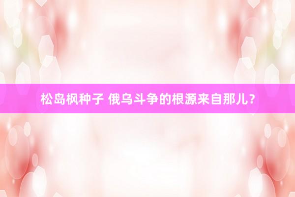 松岛枫种子 俄乌斗争的根源来自那儿？