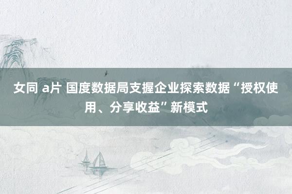 女同 a片 国度数据局支握企业探索数据“授权使用、分享收益”新模式