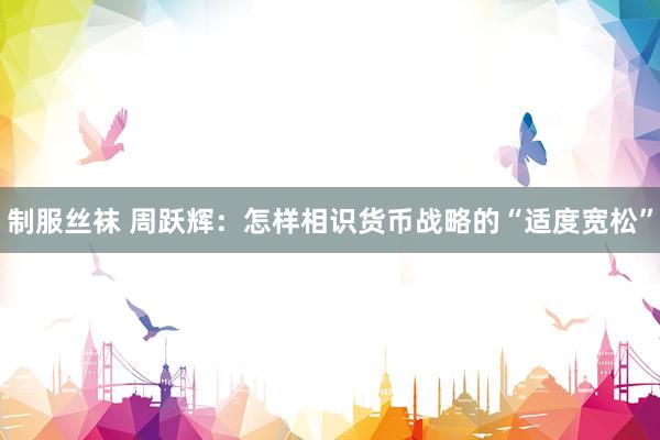 制服丝袜 周跃辉：怎样相识货币战略的“适度宽松”